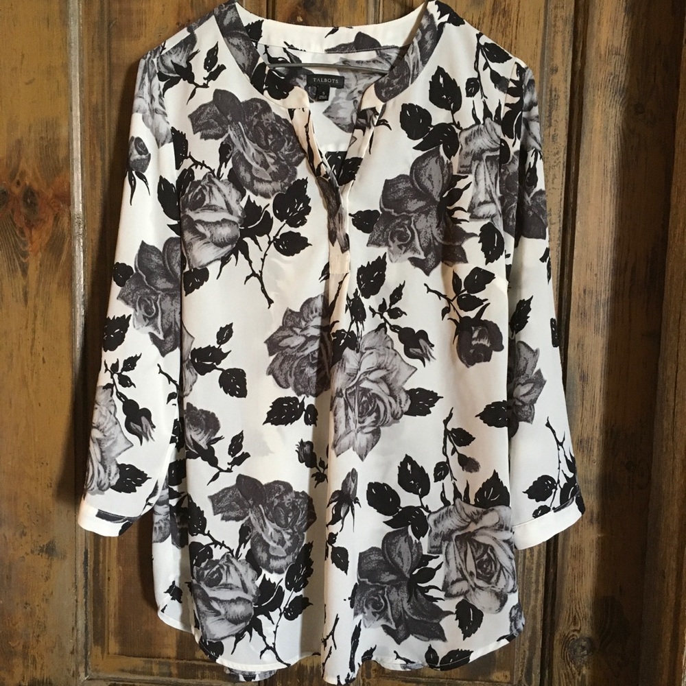 TALBOTS Rose Print Blouse - Picture 1 of 8